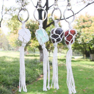 Olivenorma Raw Gemstone Tassel Car Hanging Ornament