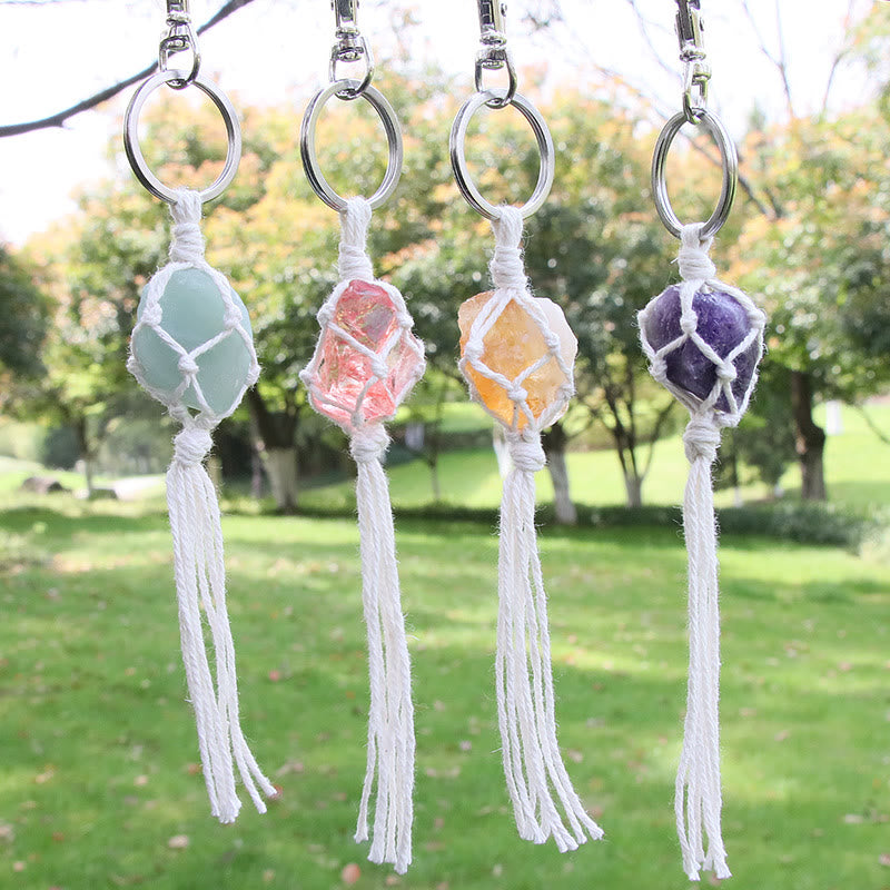 Olivenorma Raw Gemstone Tassel Car Hanging Ornament