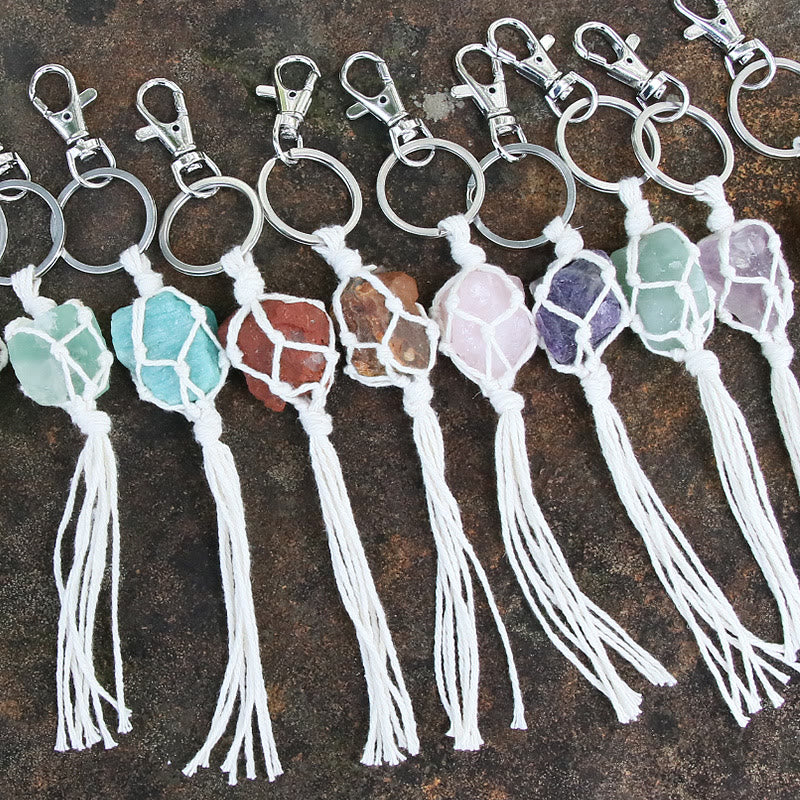 Olivenorma Raw Gemstone Tassel Car Hanging Ornament