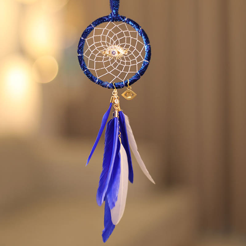 Olivenorma Evil Eye Dream Catcher Feather Tassel Hanging Ornament