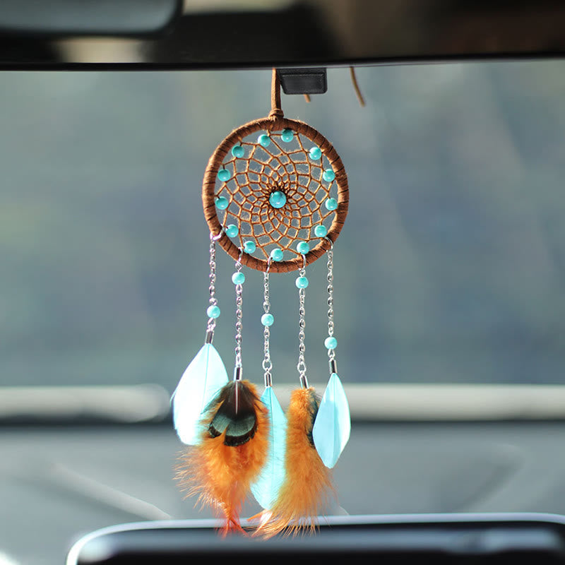 Olivenorma Turquoise Feather Dream Catcher Hanging Ornament