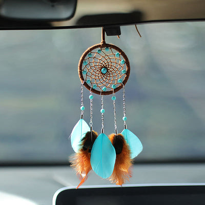 Olivenorma Turquoise Feather Dream Catcher Hanging Ornament