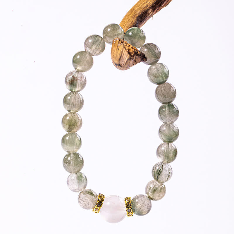 Olivenorma "Fortune Fairy" Natural Green Phantom Quartz Beaded Bracelet