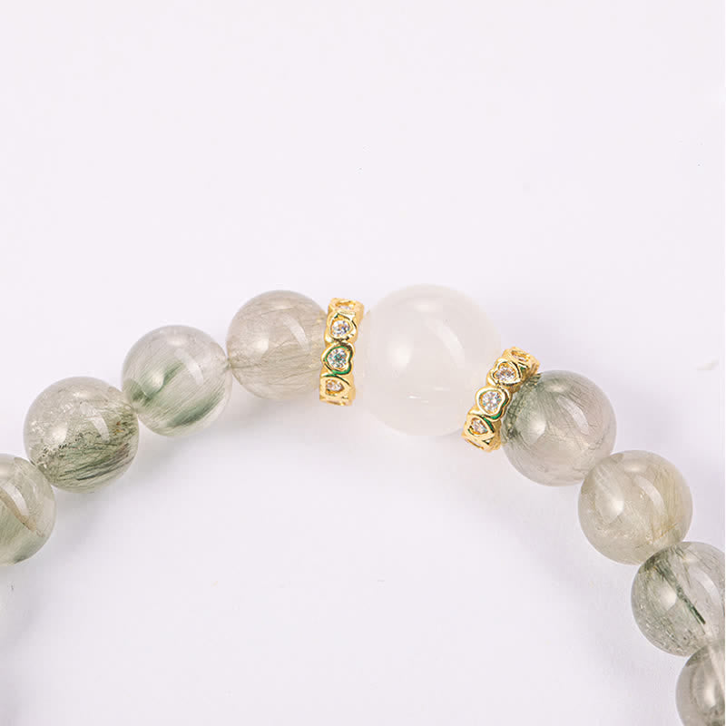 Olivenorma "Fortune Fairy" Natural Green Phantom Quartz Beaded Bracelet