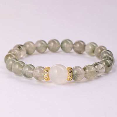 Olivenorma "Fortune Fairy" Natural Green Phantom Quartz Beaded Bracelet