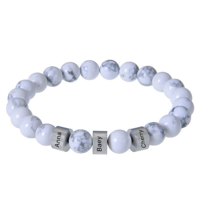 Olivenorma Natural Stone Beads Custom Name Engraving Bracelet