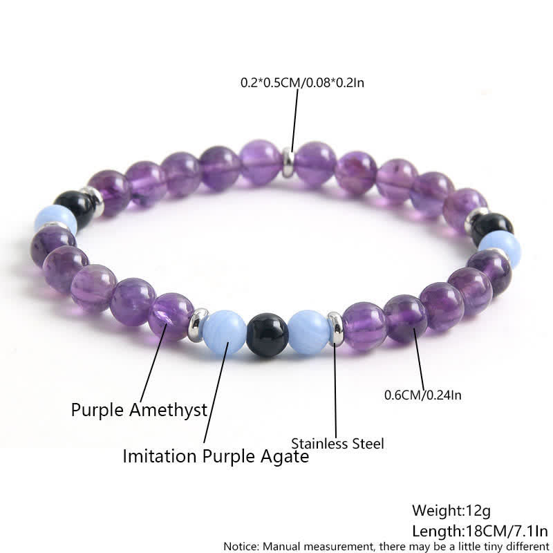 Olivenorma Amethyst Blue Chalcedony Beaded Bracelet