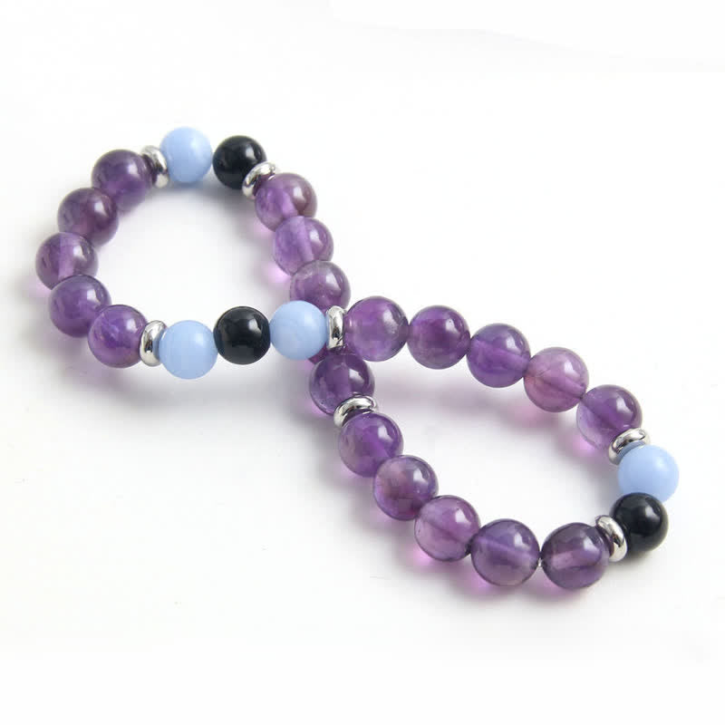 Olivenorma Amethyst Blue Chalcedony Beaded Bracelet