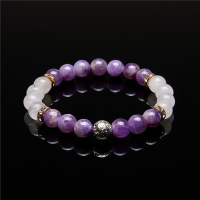 Olivenorma Amethyst Clear Crystal Metal Ball Beaded Bracelet