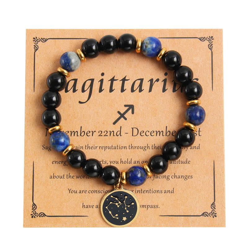 Olivenorma Natural Stone Beads Stainless Steel Zodiac Golden Bracelet