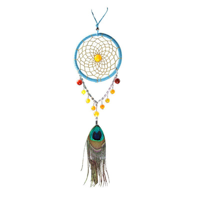 Olivenorma Handmade Agate Peacock Feather Dream Catcher Ornament