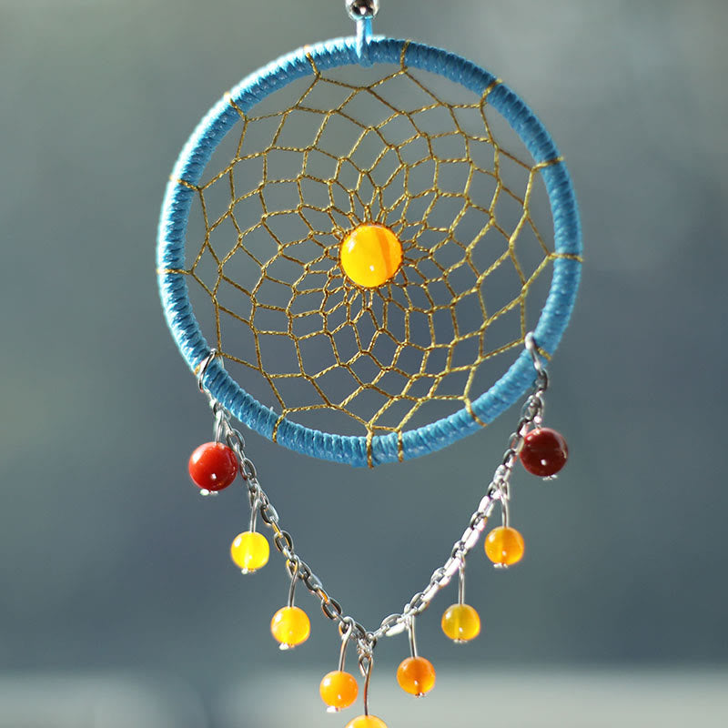 Olivenorma Handmade Agate Peacock Feather Dream Catcher Ornament