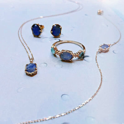 Olivenorma Natural Blue Moonstone Jewelry Set