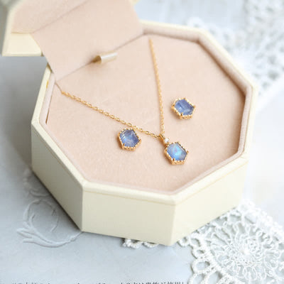 Olivenorma Natural Blue Moonstone Jewelry Set