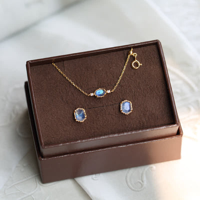 Olivenorma Natural Blue Moonstone Jewelry Set