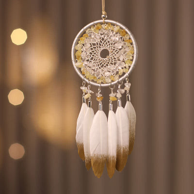 Olivenorma Citrine Clear Crystal Beaded Braided Feather Dream Catcher - image 4