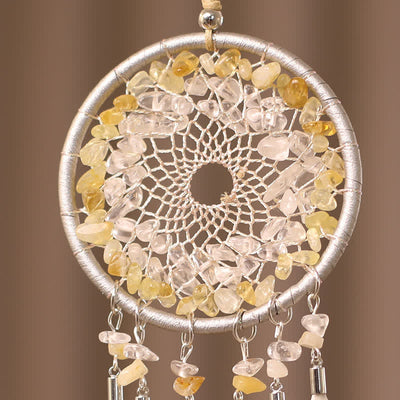 Olivenorma Citrine Clear Crystal Beaded Braided Feather Dream Catcher - image 3