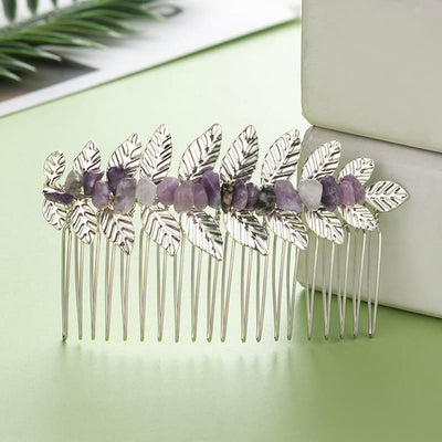 Olivenorma Natural Crystal Gemstone Hair Combs Hairpin