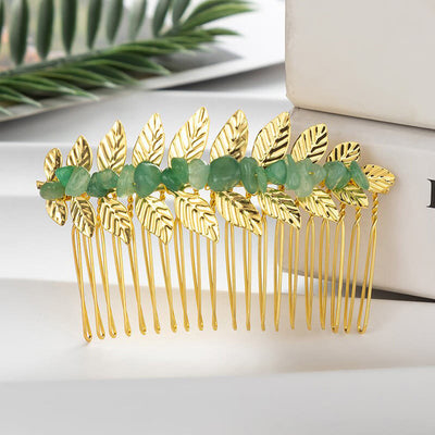 Olivenorma Natural Crystal Gemstone Hair Combs Hairpin