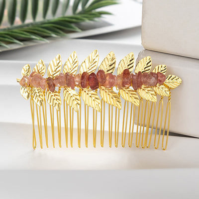 Olivenorma Natural Crystal Gemstone Hair Combs Hairpin