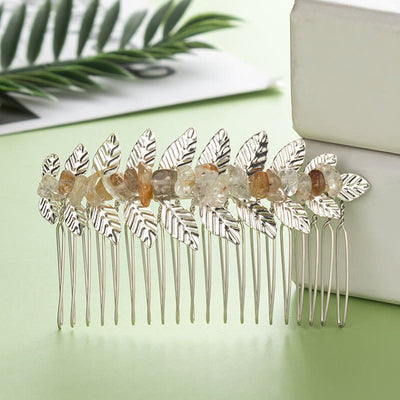 Olivenorma Natural Crystal Gemstone Hair Combs Hairpin