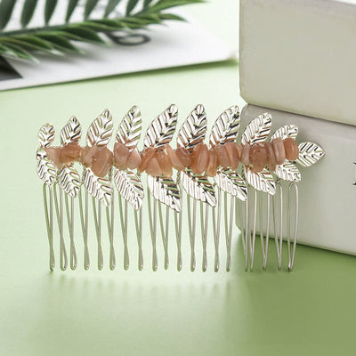 Olivenorma Natural Crystal Gemstone Hair Combs Hairpin