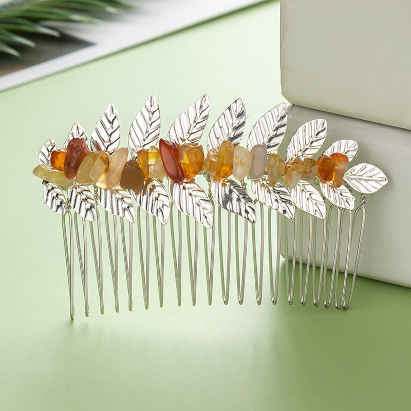 Olivenorma Natural Crystal Gemstone Hair Combs Hairpin