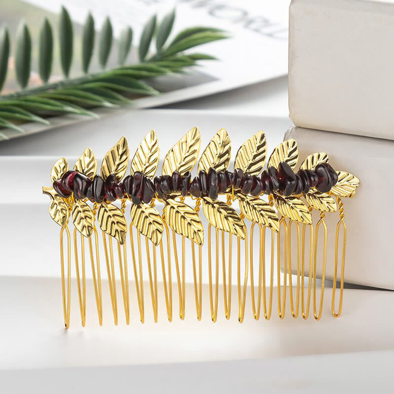 Olivenorma Natural Crystal Gemstone Hair Combs Hairpin