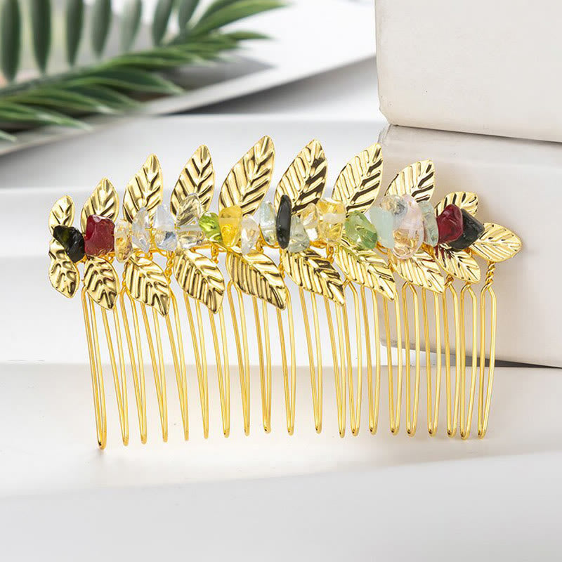 Olivenorma Natural Crystal Gemstone Hair Combs Hairpin