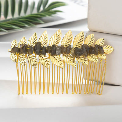 Olivenorma Natural Crystal Gemstone Hair Combs Hairpin