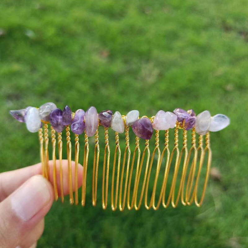 Olivenorma Colorful Gemstone Hair Side Comb Hairpin