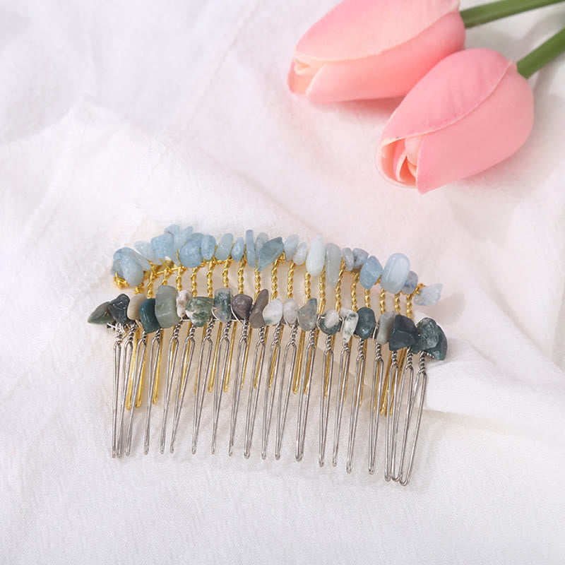 Olivenorma Colorful Gemstone Hair Side Comb Hairpin