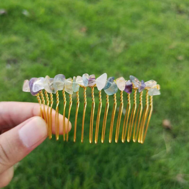 Olivenorma Colorful Gemstone Hair Side Comb Hairpin