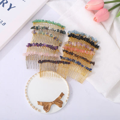 Olivenorma Colorful Gemstone Hair Side Comb Hairpin