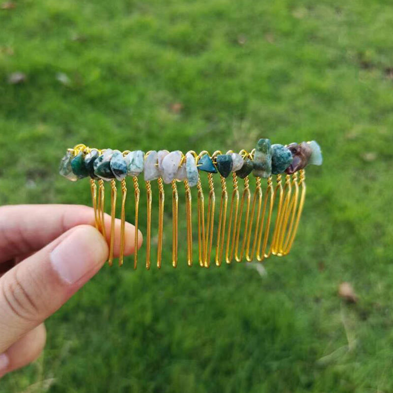 Olivenorma Colorful Gemstone Hair Side Comb Hairpin