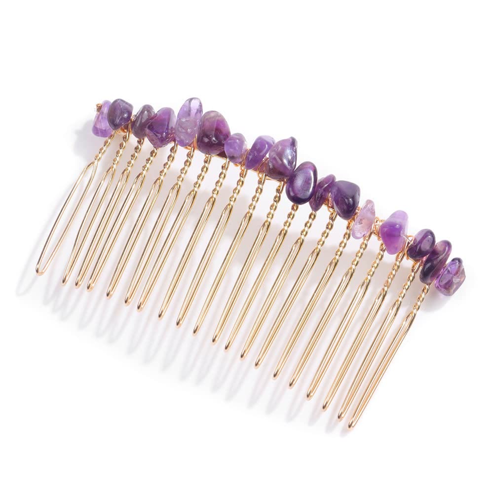 Olivenorma Colorful Gemstone Hair Side Comb Hairpin