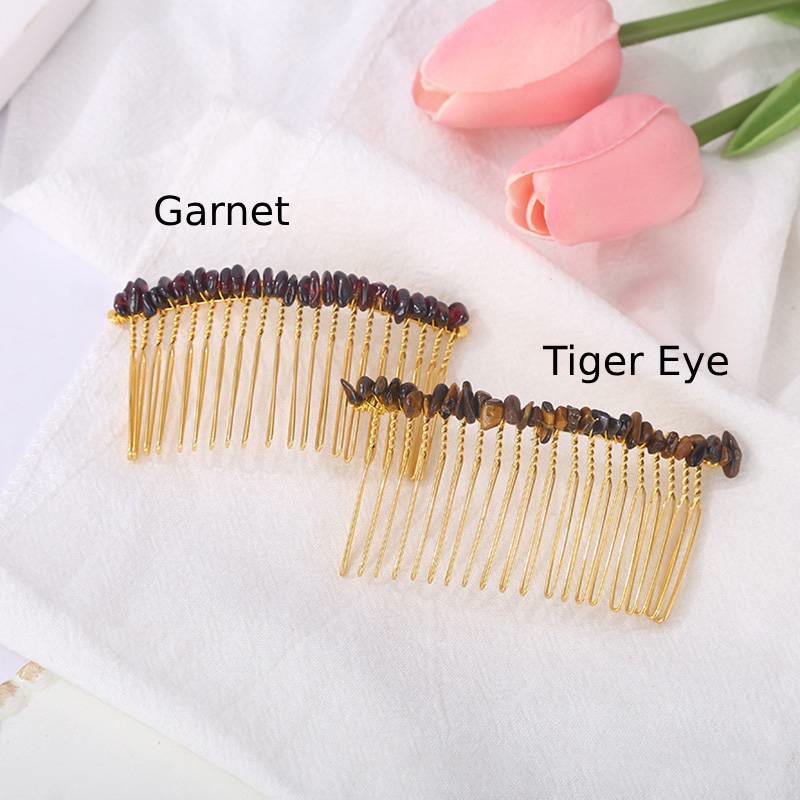 Olivenorma Colorful Gemstone Hair Side Comb Hairpin