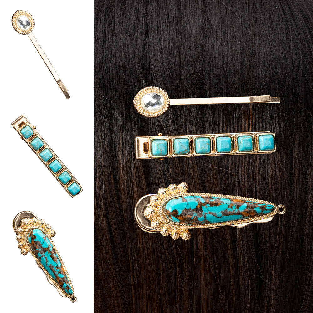 Olivenorma 3Pcs Luxury Turquoise Bobby Pins Hairpin