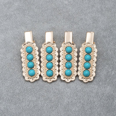 Olivenorma 2Pcs Turquoise Jeweled Bobby Pins Hairpin