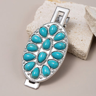 Olivenorma Silver Color Turquoise Hair Clip Hairpin