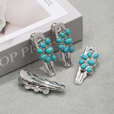 Olivenorma 3Pcs Turquoise Metal Hair Clips Hairpin