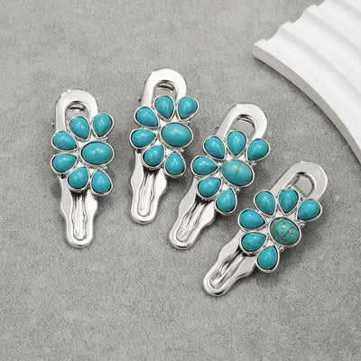 Olivenorma 3Pcs Turquoise Metal Hair Clips Hairpin