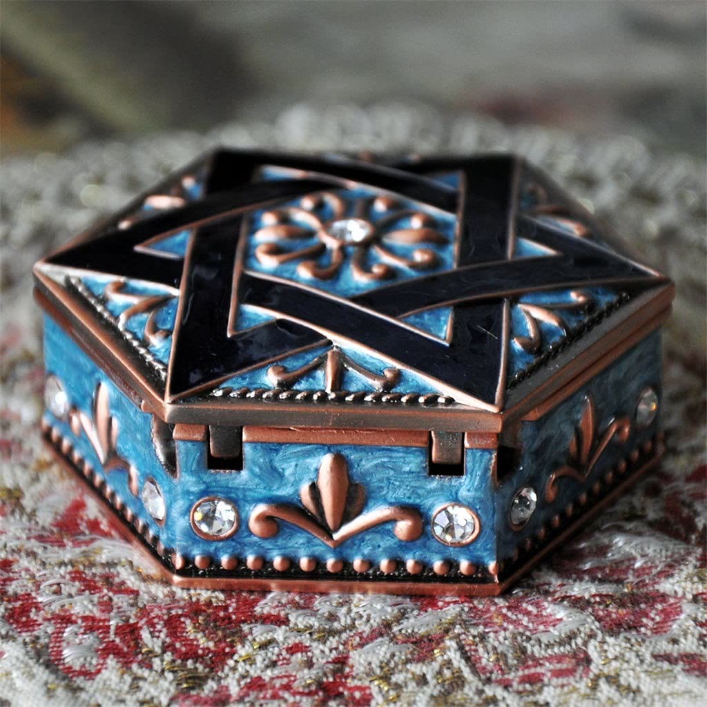 Olivenorma Antique Hexagram Metal Jewelry Box