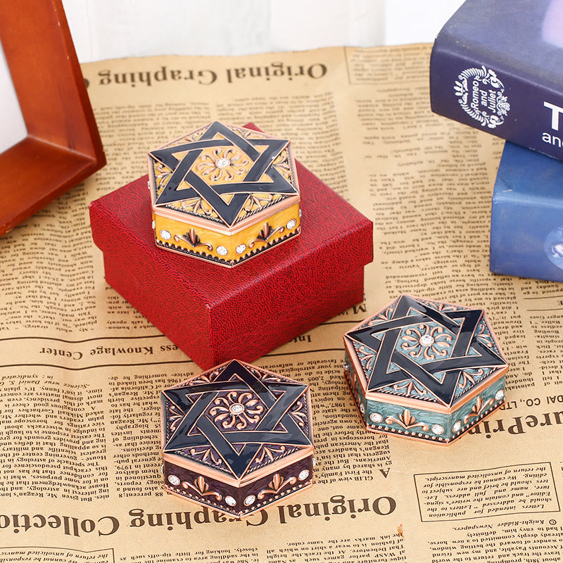 Olivenorma Antique Hexagram Metal Jewelry Box