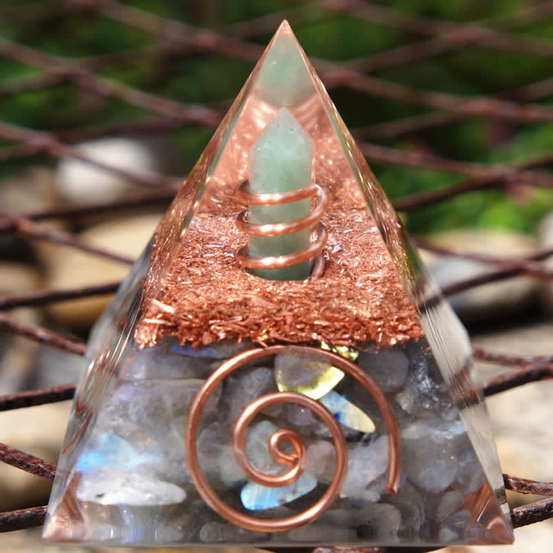 Olivenorma Green Aventurine Hexagonal Prism Labradorite Orgone Pyramid