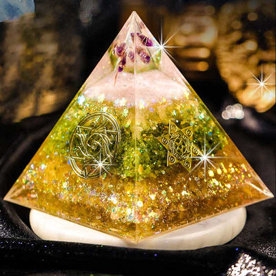 Olivenorma "Blessings" Amethyst Peridot Citrine Orgone Pyramid