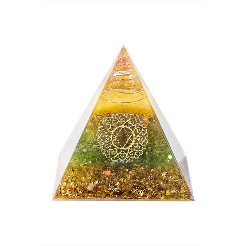 Olivenorma "Good Luck In Year" Citrine Peridot Orgone Pyramid