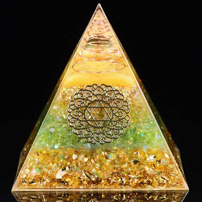 Olivenorma "Good Luck In Year" Citrine Peridot Orgone Pyramid