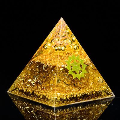 Olivenorma "Wealth Attracting" Citrine Clear Crystal Orgone Pyramid