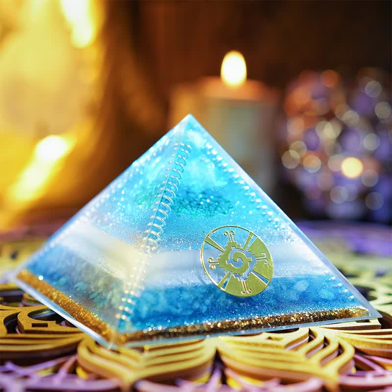 Olivenorma "Atlantis" Aquamarine Orgone Pyramid